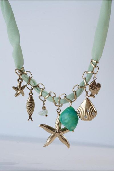 AŞIK ACCESSORIES Stainless Steel Green Scarf Summer Charm Necklace