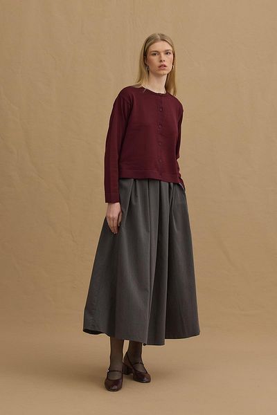 Fahhar Thin Mercerized Cardigan Claret Red