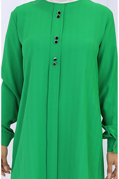 sefamerve Düğme Detaylı Tunik 5133-06 Zümrüt Yeşili