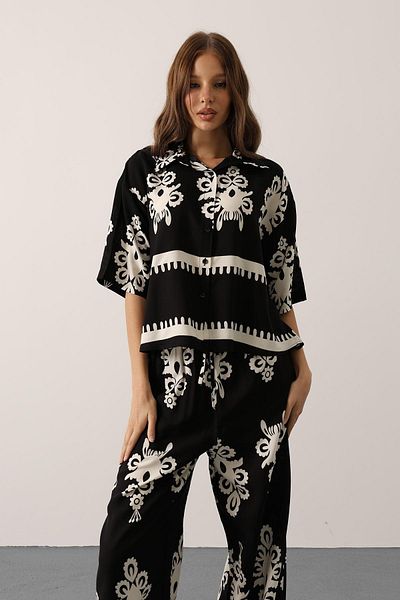 VAGGON Patterned Short Sleeve Shirt Suit