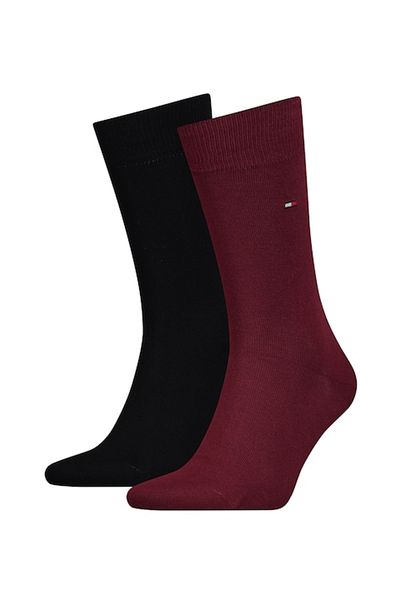 Tommy Hilfiger , Set of long socks with embroidered logo - 2 pairs, Burgundy, Black, 43-46