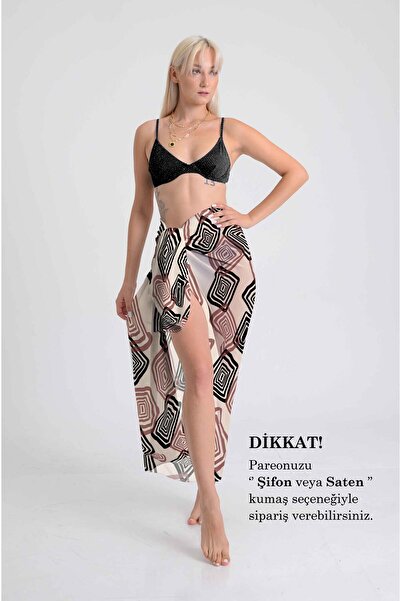 DESENİX باريو منقوش هندسي عتيق |   100x145 سم |   قماش شيفون حريري مطبوع رقميًا