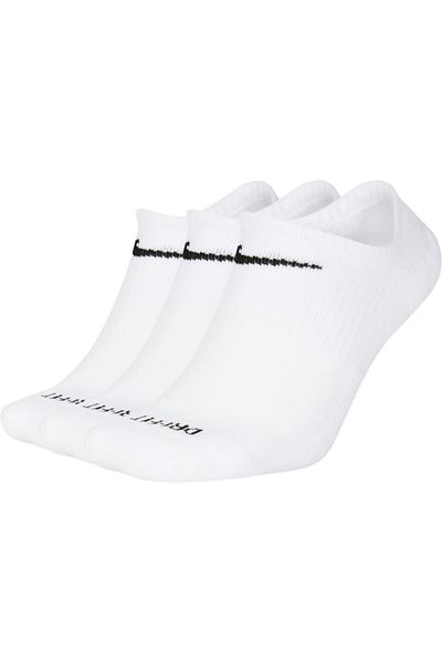 Nike Everyday Plus No-Show Socks, White, Size 38-42 (Set of 3 pairs)