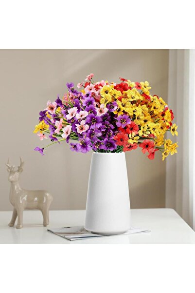 Nettenevime 6lı Set Yapay Çiçek Sazlı Mine Karışık Renk 5 Dallı 33cm