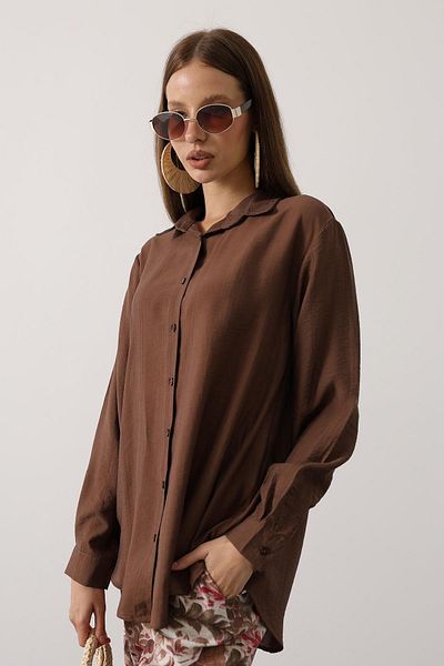 VAGGON Women's Fuchia Patterned Trousers and Oversize Shirt Set Vs00590