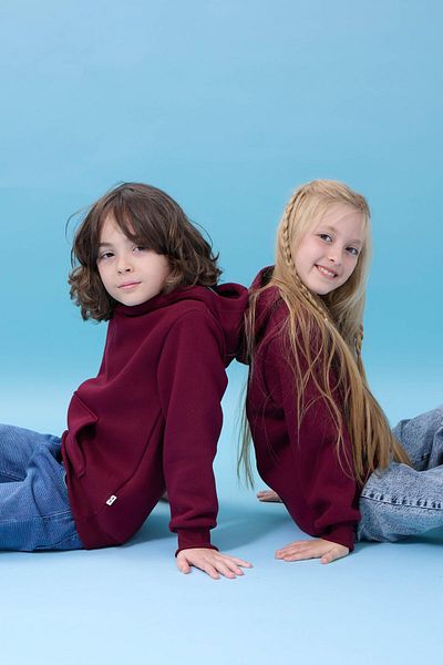Perendi Hanorac de iarnă unisex cu glugă și buzunar cangur - roșu claret