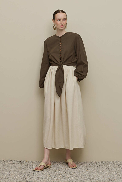 Fahhar Brit Düğmeli Üst Haki