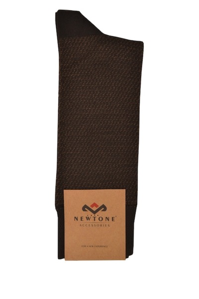 NEWTONE Men's socks made of wool and bamboo fibers, seamless, dark brown and light brown