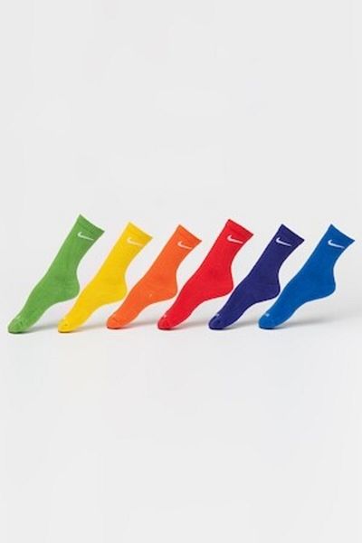 Nike , Set of training long socks made of cotton blend - 6 pairs, Green, Yellow, L