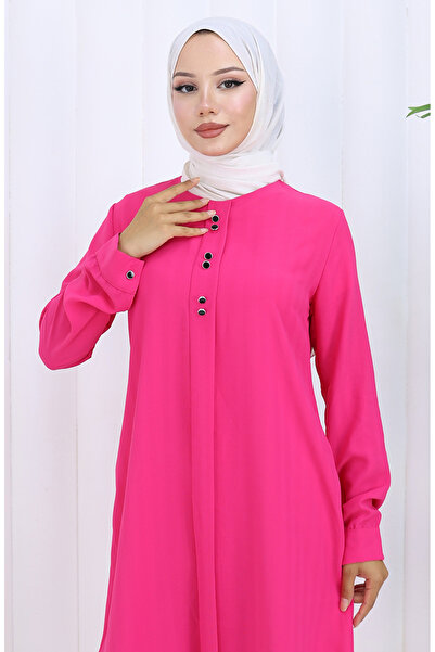 sefamerve Düğme Detaylı Tunik 5133-04 Fuşya