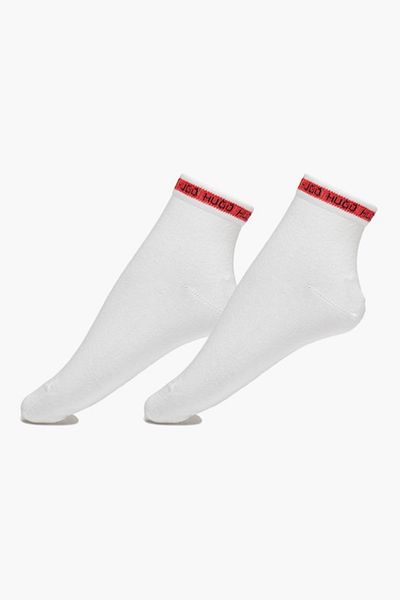 HUGO , Set de sosete scurte din amestec de bumbac - 2 perechi, Alb, 39-42