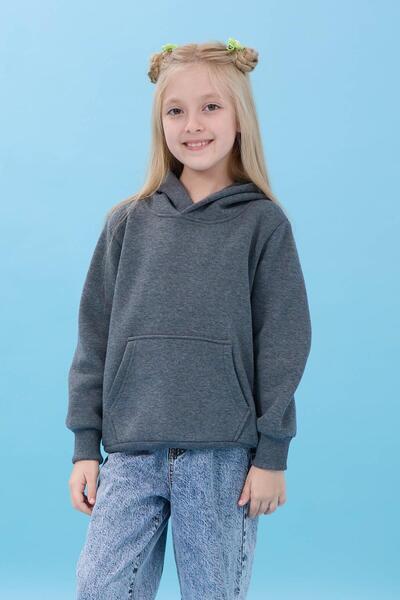 Perendi Unisex Hooded Kangaroo Pocket Hooded Winter Sweatshirt - Anthracite