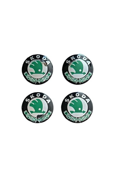 MAF Set 4 embleme stickere Skoda verde din tabla (aluminiu) autoadezive 56mm ...