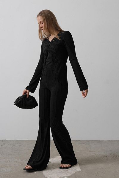 VAGGON Women's Black Butterfly Detailed Knitted Suit Vs00612
