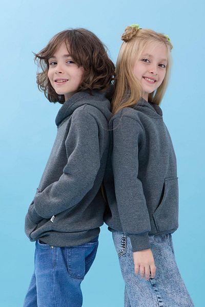 Perendi Unisex Hooded Kangaroo Pocket Hooded Winter Sweatshirt - Anthracite