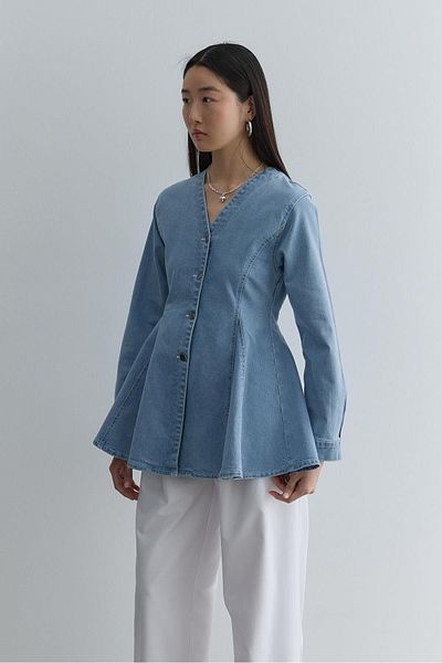 Fahhar Godeli Denim Jacket Light Blue