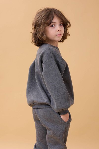 Perendi Boy's Crew Neck Hooded Winter 2-Piece Tracksuit Set - Anthracite