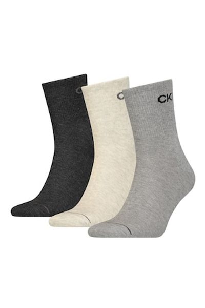 Calvin Klein , Set of Socks with Logo - 3 Pairs, Grey Melange, One Size