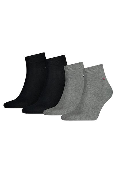 Tommy Hilfiger , Set de șosete scurte cu logo discret 14171 - 4 perechi, Negru, Gri, Mărime 47-49