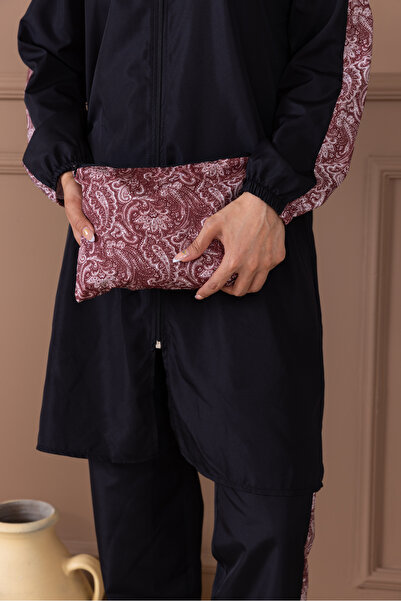 Vivezza Σετ μαγιό Hijab με μοτίβο λεοπάρ και τσάντα δώρο