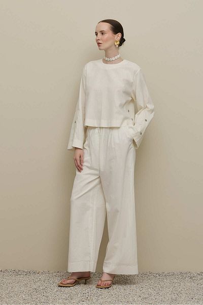 Fahhar Basic Linen Top White