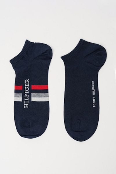 Tommy Hilfiger , Set of ankle socks with logo print - 2 pairs, Red, Dark blue, Off white, Size 39-42