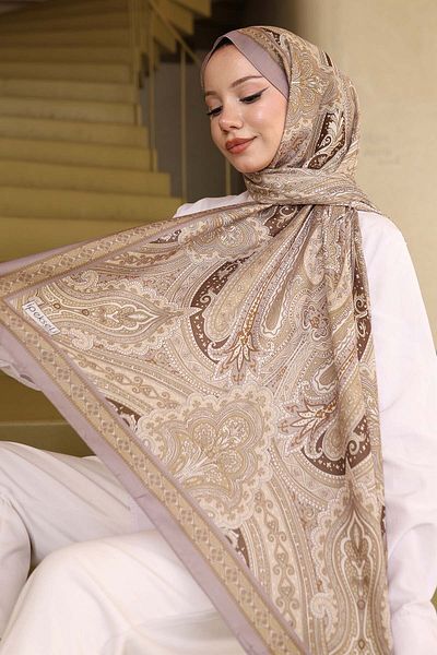 benguen Şal din bumbac cu model etnic Stone-Beige İpk100