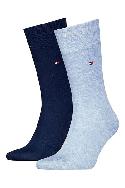 Tommy Hilfiger , Set of long plain socks - 2 pairs, Light Blue, Navy Blue, Size 43-46