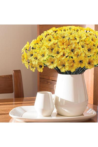 Nettenevime 6lı Set Yapay Çiçek Sazlı Mine Sarı Renk 5 Dallı 33cm