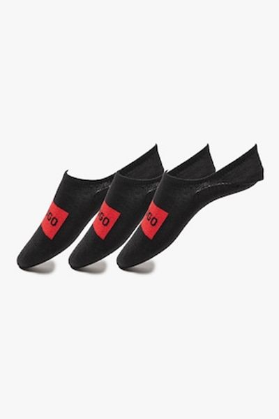 HUGO , Set de sosete foarte scurte cu imprimeu logo - 3 perechi, Negru, 39-42