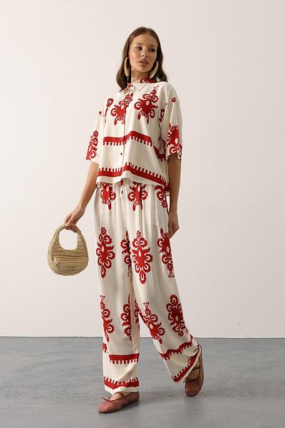 VAGGON Patterned Short Sleeve Shirt Suit
