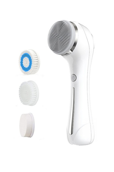 LittleDomi Perie de Curatare Faciala LittleDomi, 2 in 1, Vibratii, 4 Capete, 2 Viteze, Acumulator Inclus