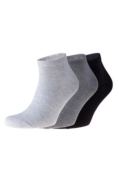 OEM Sunny Side - Set of 3 pairs of ankle socks, 6463-08-39, Cotton/Elastane, Gray/Black, EU size 39-42