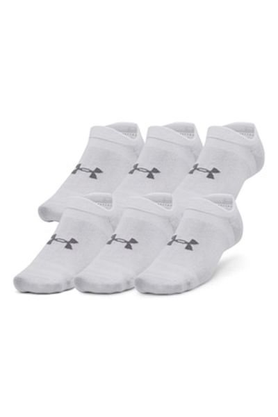 Under Armour Essential Training Ankle Socks - 6 Pairs, White, Dark Gray, L