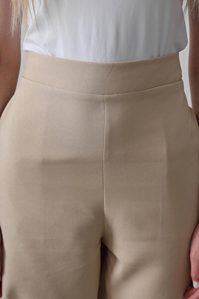 VAGGON Γυναικείο παντελόνι Palazzo με διπλή τσέπη και μισή ελαστική μέση Vs00528