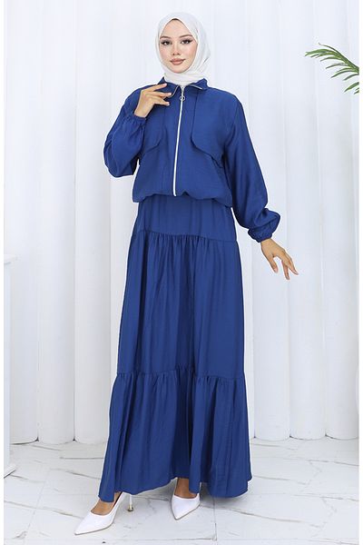 sefamerve Set dublu cu fermoar cu manșon elastic 0129-05 Indigo