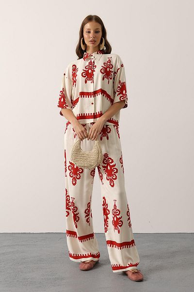 VAGGON Patterned Short Sleeve Shirt Suit