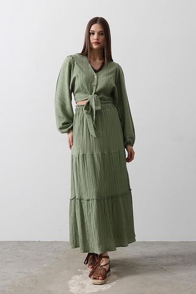 VAGGON Balloon Sleeve Skirt Eyebrow Set
