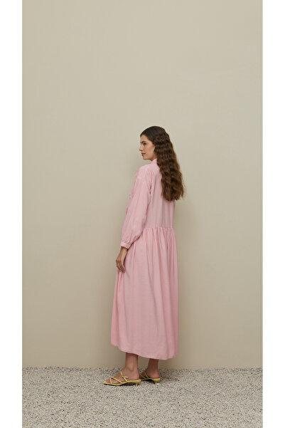 Fahhar Stripe Detailed Modal Dress Pink