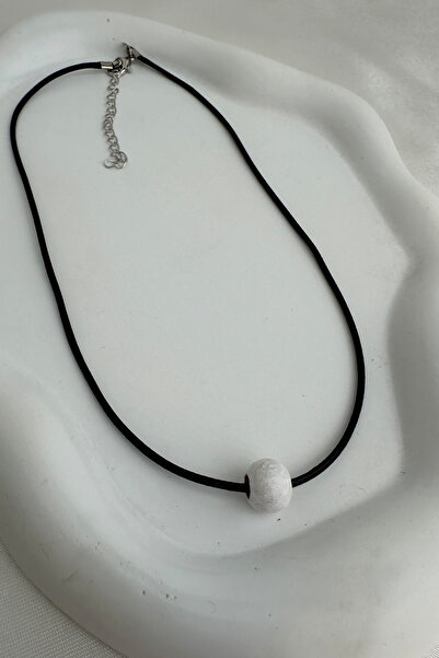 Modex Small Wooden Bead Black String Necklace (40cm)