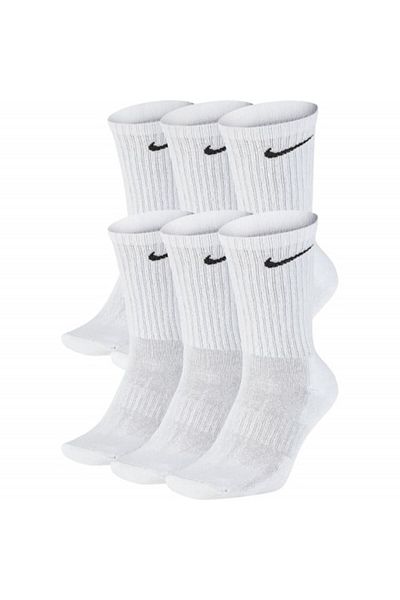 Nike Everyday Cushioned Training Crew Socks Set, White, 38-42 EU