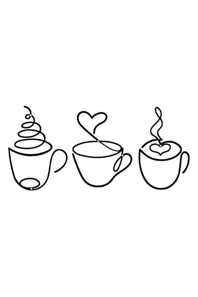 Mirfa Wooden Wall Art With Self Adhesive Base - Black (Coffee Mugs)