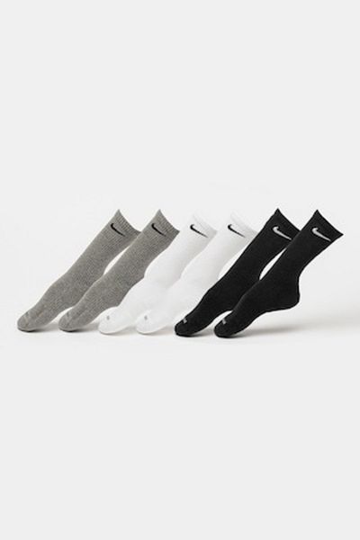 Nike , Set of long cotton blend training socks - 6 pairs, Black, Optic White, Dark Gray, S