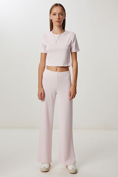 Lovelyİstanbul Costum de sus și de jos modal elastic, ajustat/în formă de corp LUB0086 CANDY PINK