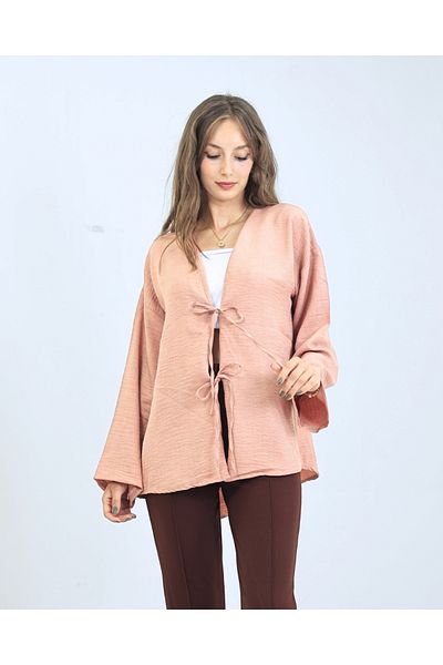 fh fashionhere Cămașă tunică kimono roz pudrat pentru femei, confortabilă și elegantă