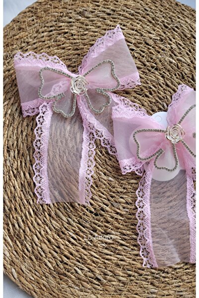 LO ADORO 2 bucăți de agrafe cu fundă pentru fete, 2 bucăți de agrafe pentru ș...