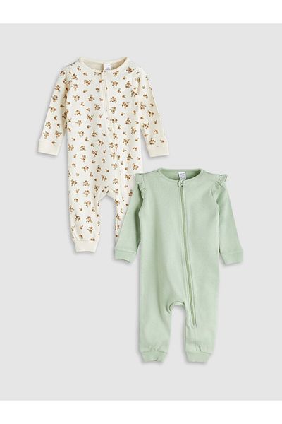 LC Waikiki Lcw Baby Crew Neck Floral Baby Girl Jumpsuit 2-Pack