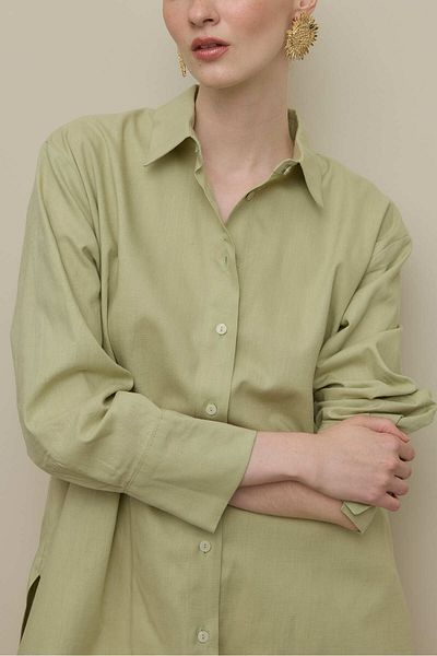 Fahhar Lyocell Linen Thick Folded Shirt Çağla