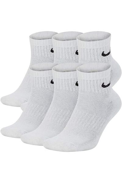 Nike Everyday Cushion Crew Socks, Set of 6 Pairs, Short Version, Cotton, Size L, White