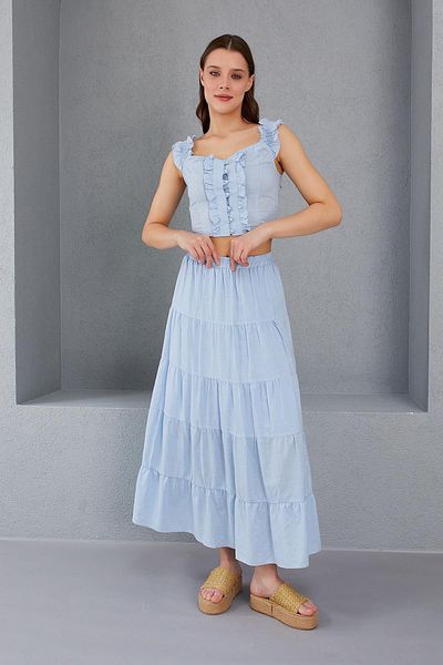VAGGON Layered Linen Skirt